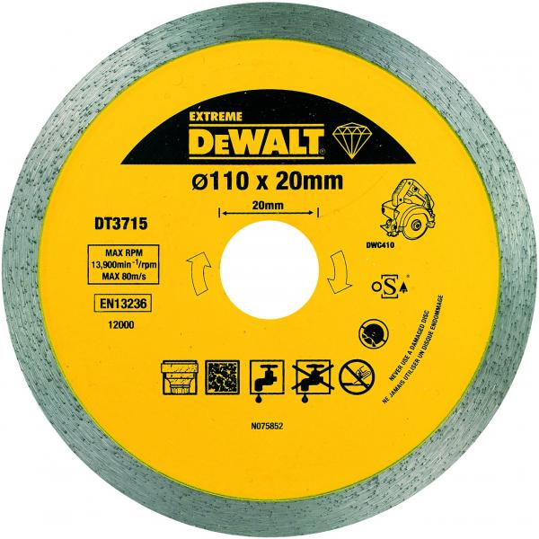 DeWALT Continuous Rim Dry -Wet Cutting Discs 110x20x8mm - 1