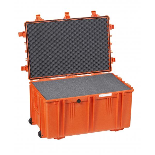 EXPLORER CASES Orangefarbener Koffer mit Rädern und seitlichen Griffen mit Schwamm - 1