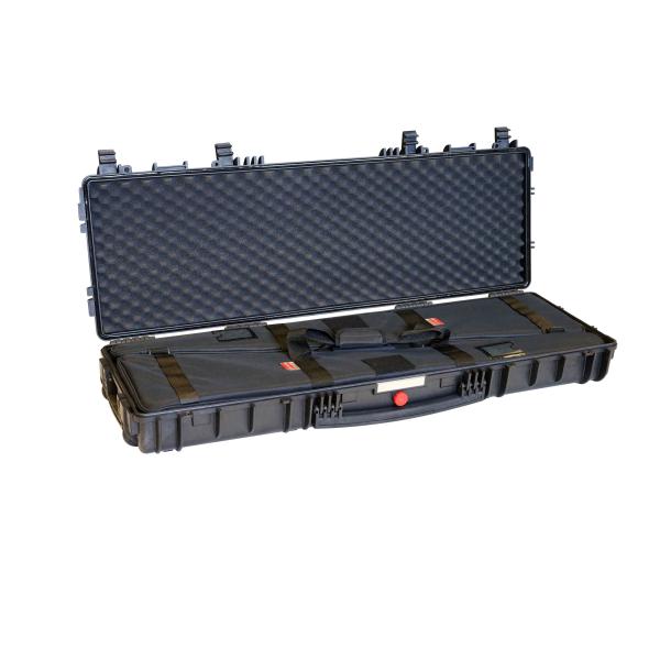 EXPLORER CASES Small rifle case with accessories, black with high convoluted lid foam and 2 extractable bags, up to 114 cm - 1