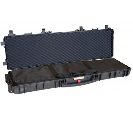 EXPLORER CASES Small rifle case with accessories, black with high convoluted lid foam and extractable bag, up to 135 cm - 1
