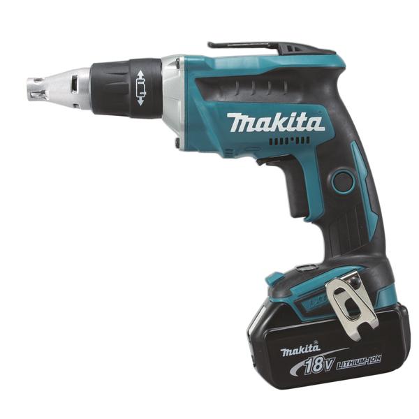 MAKITA PLASTERBOARD SCREWDRIVER 18V - in case with 2 x 2.0Ah batteries and charger - 1