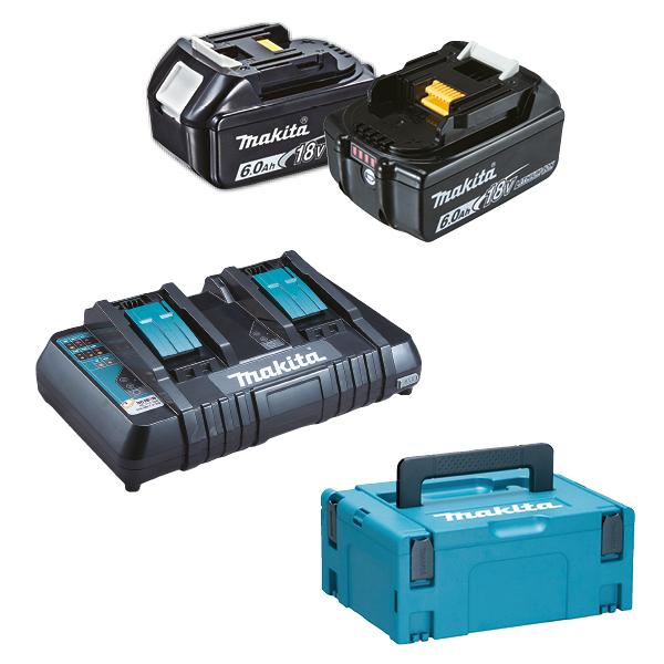 MAKITA Set of 2 batteries 18V 6,0Ah and double quick charger - in case - 1