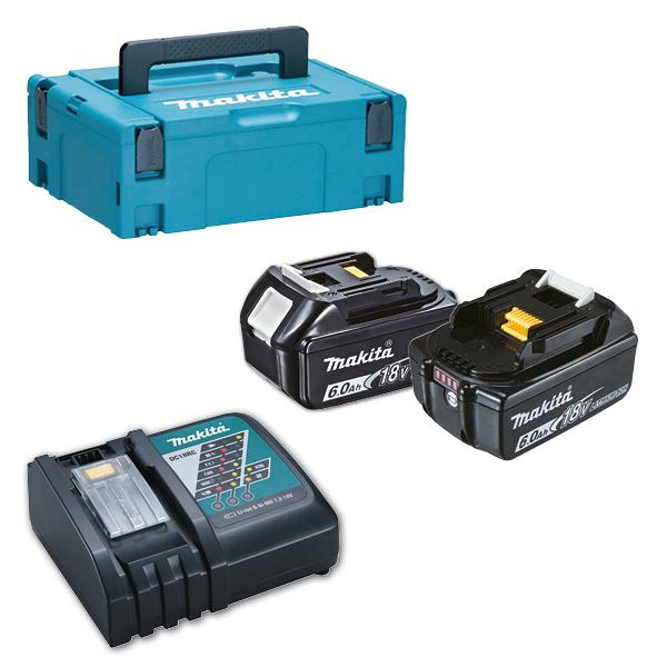 MAKITA Set of 2 batteries 18V 6,0Ah and quick charger - in case - 1