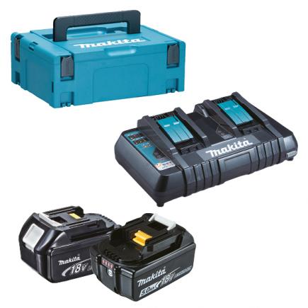 MAKITA Set of 2 batteries 18V 5,0Ah and double quick charger - in case - 1