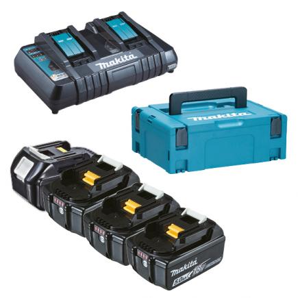 MAKITA Set of 4 batteries 18V 5.0Ah and double quick charger - in case - 1