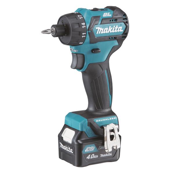 MAKITA DRIVE-DRILL 10,8V 1/4'' - 2 SPEED - in case with 2 batteries 4.0Ah, battery charger, hook and screwdriver insert - 1