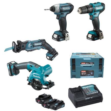 MAKITA Set drive-drill, straight saw, jigsaw, 3 batteries and charger - in two cases - 1