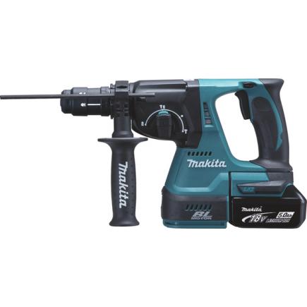 MAKITA HAMMER 18V SDS-Plus 24 mm - 3 FUNCTIONS - in a case with 2 x 5.0Ah batteries and charger and 2 spindles - 1