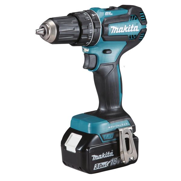MAKITA DRIVE-DRILL WITH PERCUSSION 18V 13 mm - 50 Nm - in case with 3 batteries 3.0Ah and charger - 1
