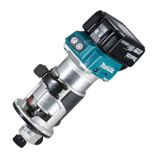 MAKITA TRIMMER/MILLING MACHINE 18V 8 mm - in case with 2 batteries 5.0Ah, charger and 3 bases - 1