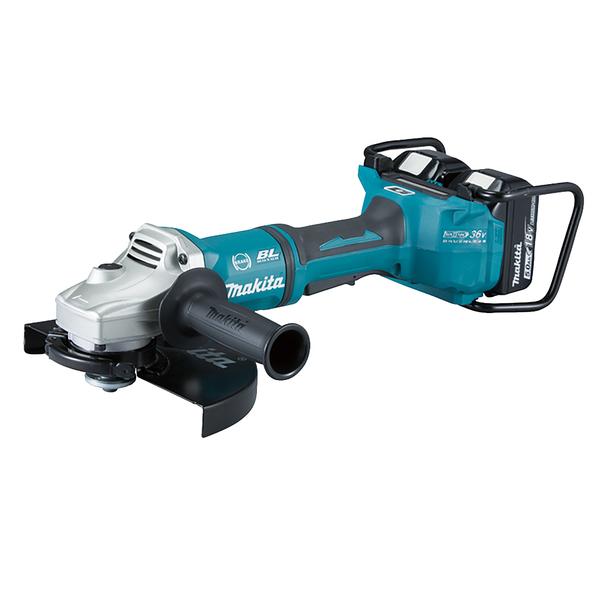 MAKITA ANGLE GRINDER 36V 230 mm - AWS - in case with 2 5.0Ah batteries and double station quick charger - 1