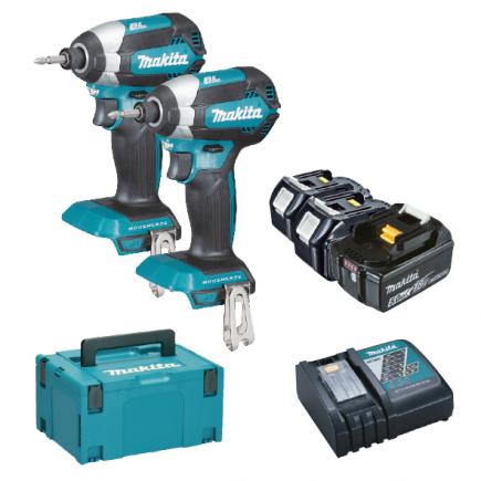 MAKITA Set of 2 impact wrenches, 3 5.0Ah batteries and charger - in case - 1