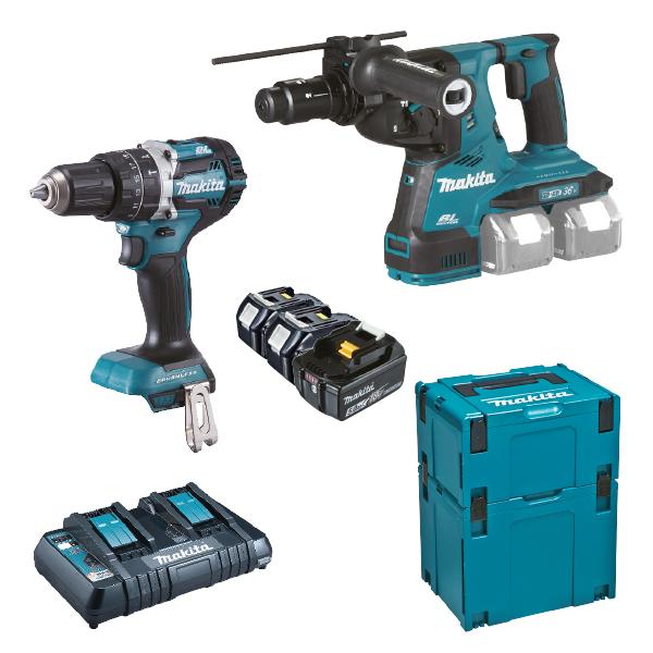 MAKITA Set of hammer, drive-drill, 3 batteries 5.0Ah and charger - in 2 cases - 1