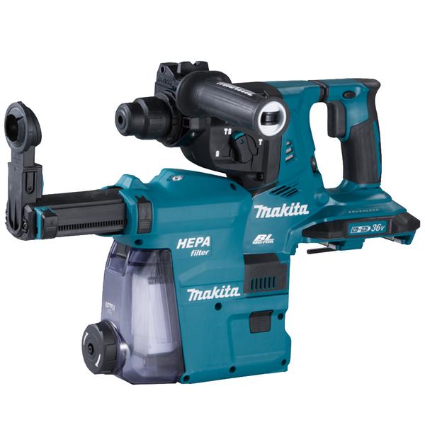 MAKITA 36V 28 mm ROTARY HAMMER LXT - in case with dust extraction kit, without batteries and charger - 1