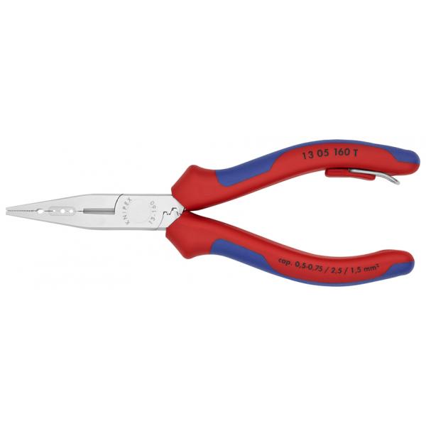 KNIPEX Electricians' Pliers chrome plated, handles with multi-component grips, with integrated tether attachment point - 1