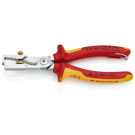KNIPEX StriX® Insulation strippers chrome plated, handles insulated with multi-component grips, VDE-tested, with integrated insulated tether attachment poin - 1