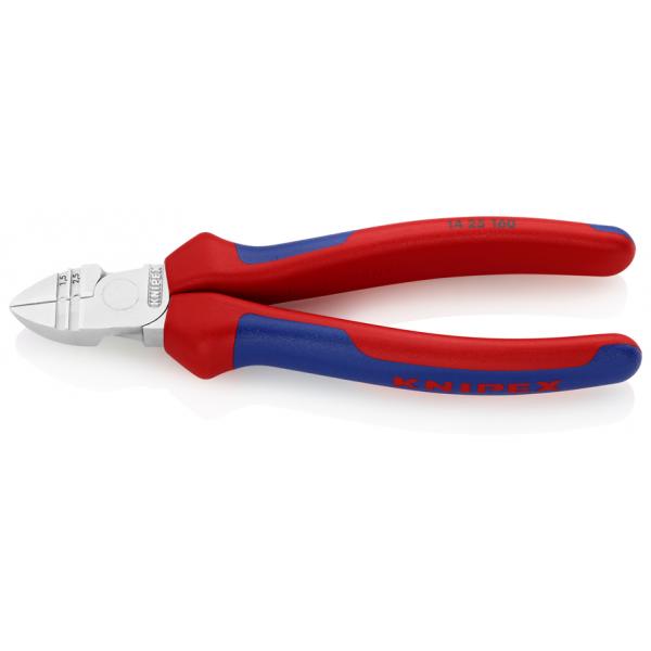 KNIPEX Diagonal Insulation Stripper chrome plated, handles with multi-component grips - 1