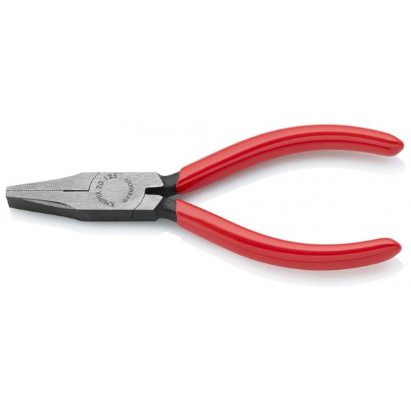 KNIPEX Flat Nose Pliers black atramentized, head polished, handles plastic coated - 1