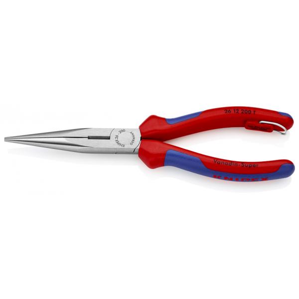 KNIPEX Snipe Nose Side Cutting Pliers (Stork Beak Pliers) black atramentized, head polished, handles with multi-component grips, with integrated tether attachment point - 1
