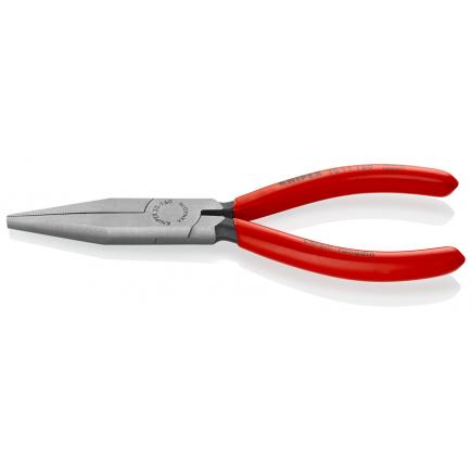 KNIPEX Long Nose Pliers black atramentized, head polished, handles plastic coated long, trapezoidal jaws, knurled gripping surfaces - 1