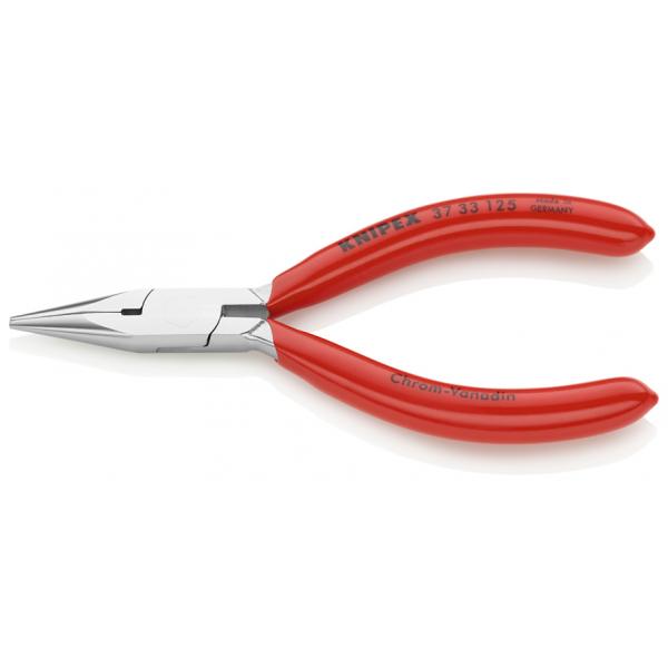 KNIPEX Flat Nose Pliers for precision mechanics chrome plated, handles plastic coated half-round jaws - 1