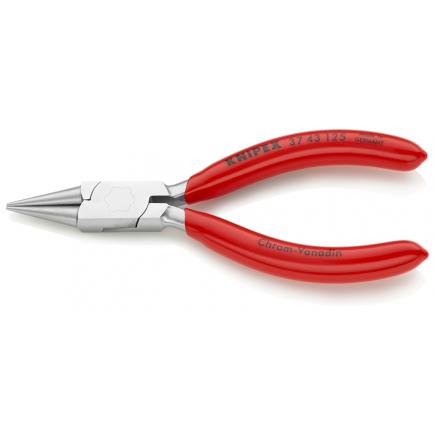 KNIPEX Flat Nose Pliers for precision mechanics chrome plated, handles plastic coated, for bending wire loops round - 1