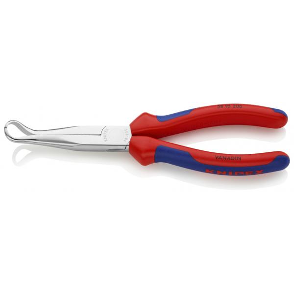 KNIPEX Mechanics' Pliers chrome plated, handles with multi-component grips, for gripping spark plugs 45° angled, half-round - 1