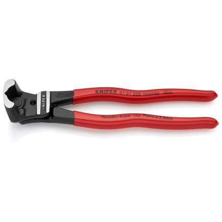 KNIPEX Bolt End Cutting Nipper high lever transmission black atramentized, head polished, handles plastic coated - 1