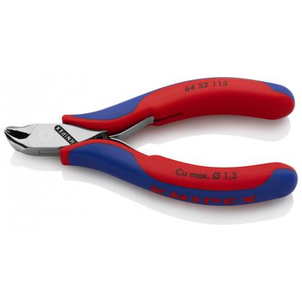 KNIPEX Electronics End Cutting Nipper head mirror polished, handles with multi-component grips, Oblique End Cutter, short head - 1