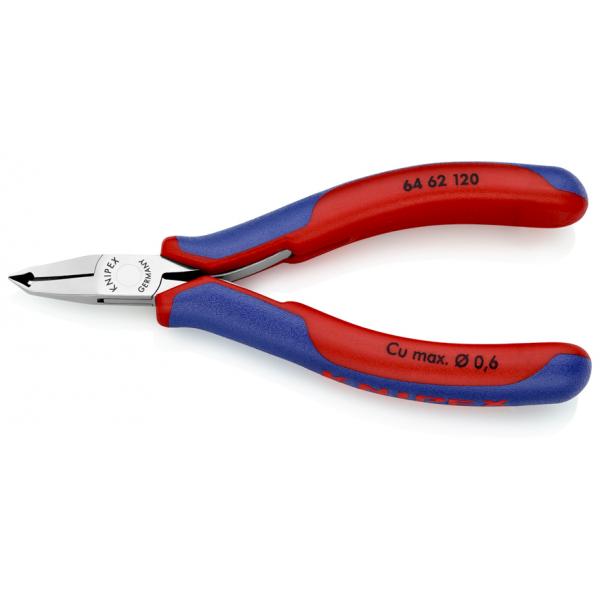 KNIPEX Electronics End Cutting Nipper head mirror polished, handles with multi-component grips, Oblique End Cutter, mini-blade - 1