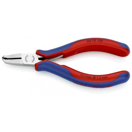 KNIPEX Electronics End Cutting Nipper head mirror polished, handles with multi-component grips, Oblique End Cutter, mini-blade, head with recess - 1