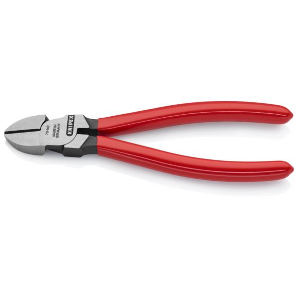 KNIPEX Diagonal Cutter head polished, handles plastic coated, with elongated cutting edge - 1