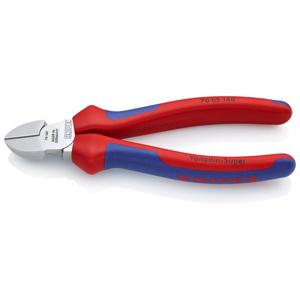 KNIPEX Diagonal Cutter chrome plated, handles with multi-component grips, with elongated cutting edge - 1