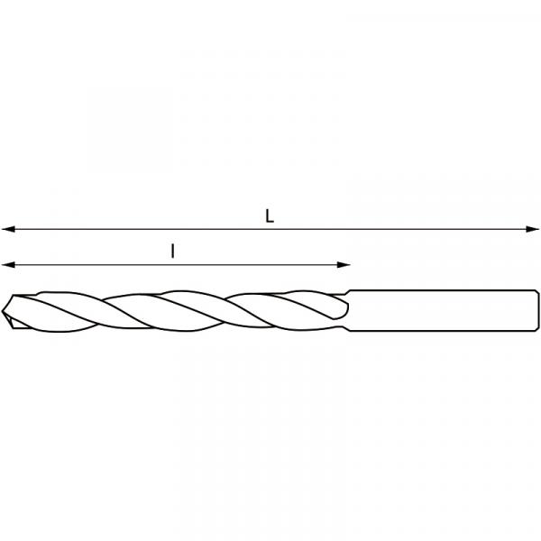 FERVI Straight shank twist drill with 13 mm reduced shank R= 650 N/mm² DIN 338/N - 2