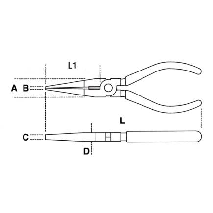 10 (250 MM) EXTRA LONG NEEDLE KNURLED NOSE PLIERS APT-5070