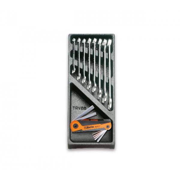BETA 024240022 - T22 - Hard thermoformed tray with combination wrenches and  inch-offset hex keys (15 pcs.)