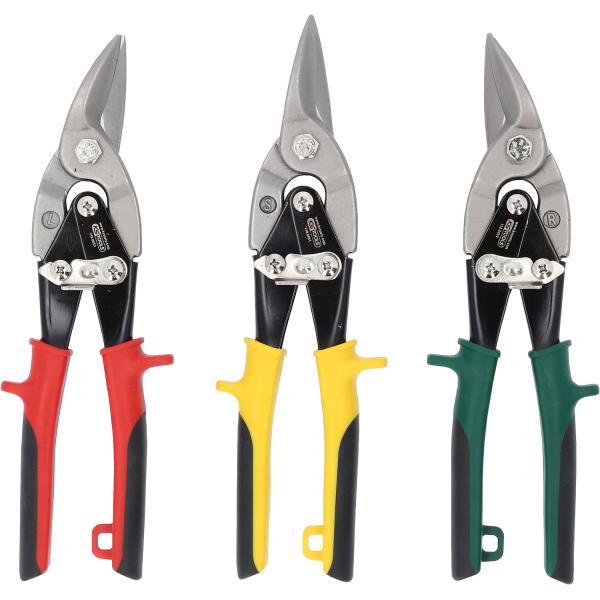 KS Tools 118.0050 Tin Snips Set, 3pcs, 0.7-1.2mm