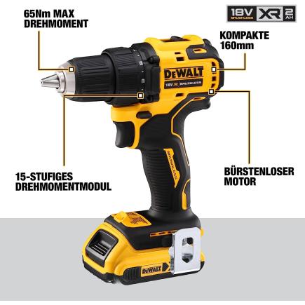 DCD708D2T-QW - Compact XR drill driver with 2 x Ah batteries and | Mister Worker™