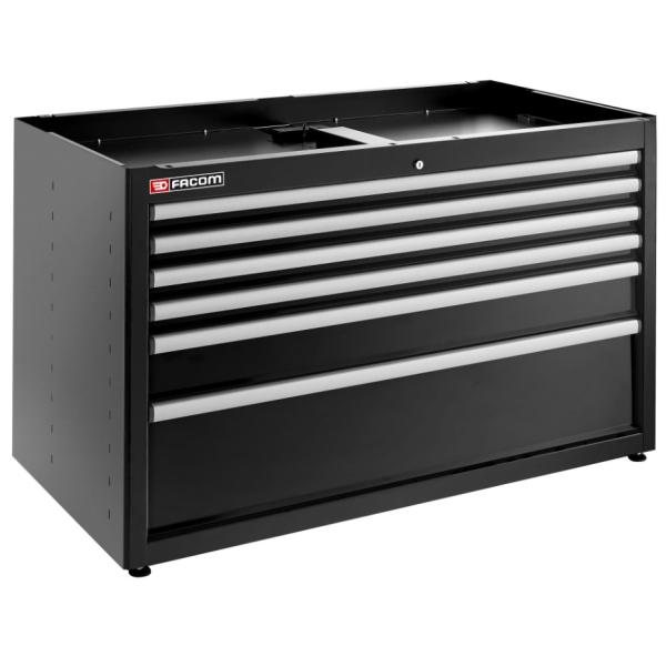 Double Base Cabinet with 6 Drawers, Black