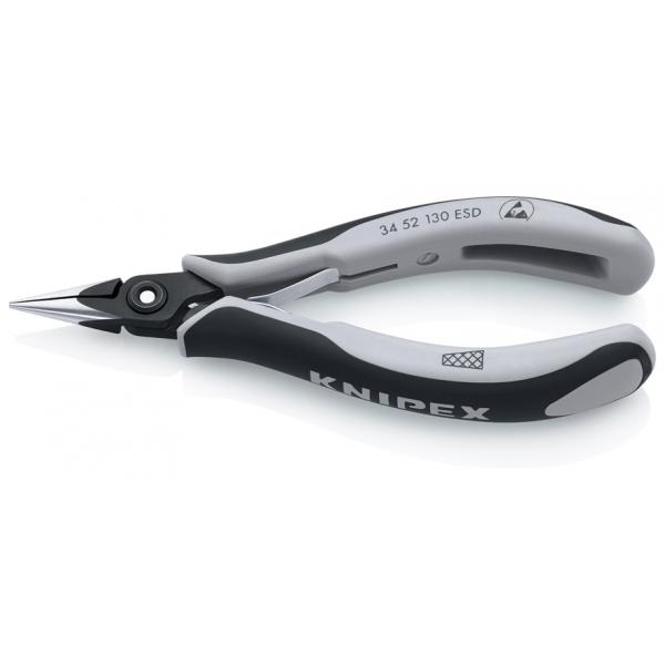 KNIPEX Precision Electronics Gripping Pliers ESD burnished, head polished, handles with multi-component grips half-round jaws, with precision laser cut cross-shaping - 1