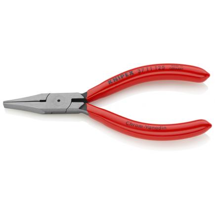 KNIPEX Flat Nose Pliers for precision mechanics black atramentized, head polished, handles plastic coated flat, wide jaws - 1