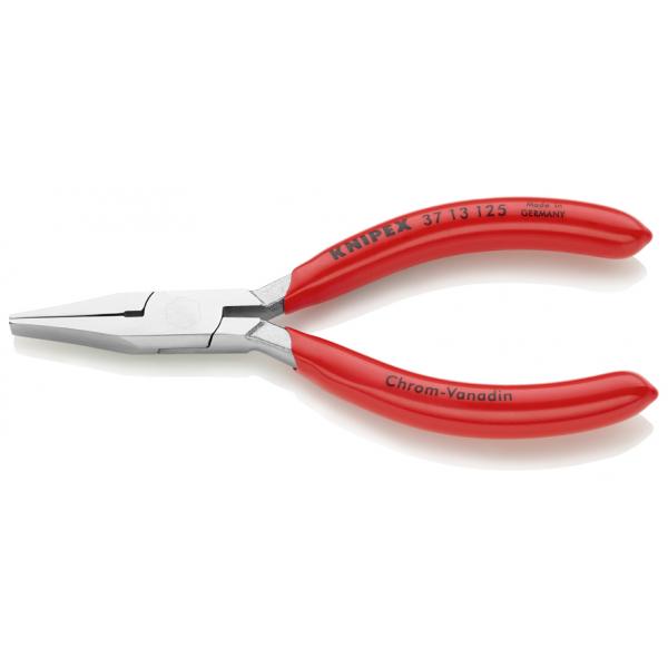 KNIPEX Flat Nose Pliers for precision mechanics chrome plated, handles plastic coated flat, wide jaws - 1