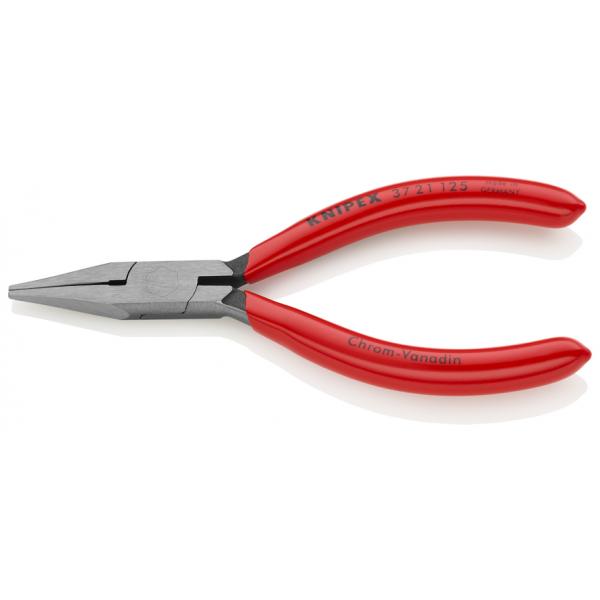 KNIPEX Flat Nose Pliers for precision mechanics black atramentized, head polished, handles plastic coated flat, concave and pointed jaws - 1