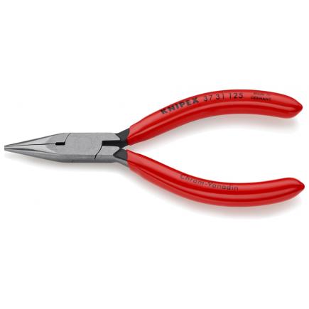 KNIPEX Flat Nose Pliers for precision mechanics black atramentized, head polished, handles plastic coated half-round jaws - 1