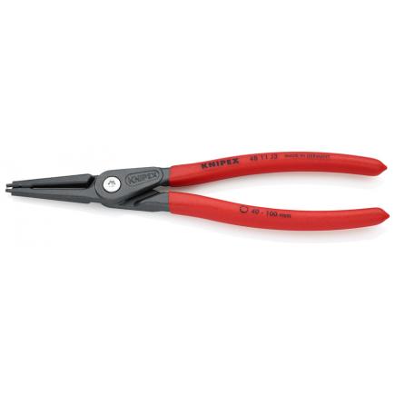 KNIPEX Precision Circlip Pliers for internal circlips in bore holes grey atramentized, handles with non-slip plastic coating straight tips - 1