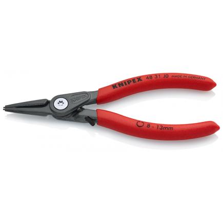 KNIPEX Precision Circlip Pliers for internal circlips in bore holes with overstretching limiter grey atramentized, handles with non-slip plastic coating, with overstretching limiter straight tips - 1