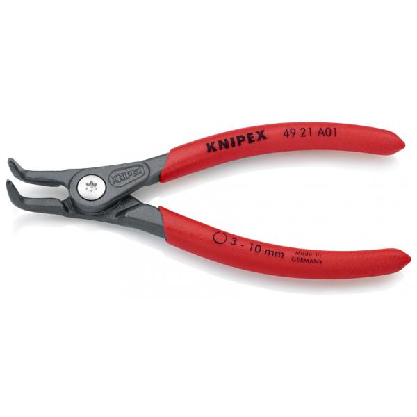 KNIPEX Precision Circlip Pliers for external circlips on shafts grey atramentized, handles with non-slip plastic coating 90° angled tips - 1