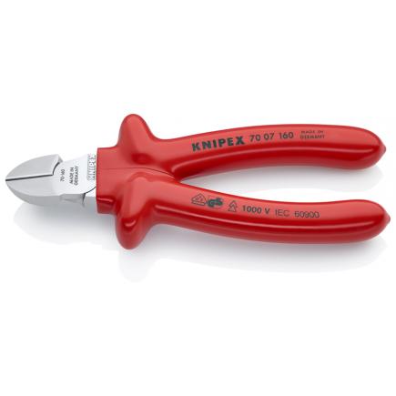 KNIPEX Diagonal Cutter chrome plated, handles with dipped insulation, VDE-tested, with elongated cutting edge - 1