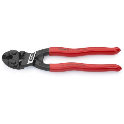 KNIPEX CoBolt® Compact Bolt Cutters black atramentized, handles plastic coated 20° angled head with joint bar on one side - 1