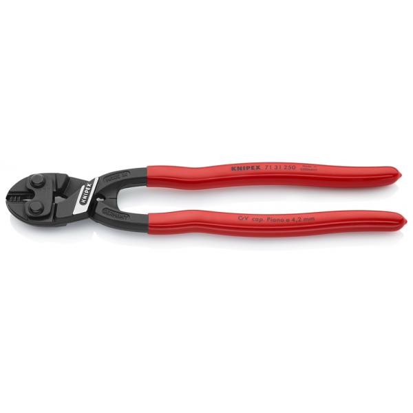 KNIPEX CoBolt® XL Compact Bolt Cutters lack atramentized, handles plastic coated, with recess for easier cutting of thicker wires, longer handles - 1